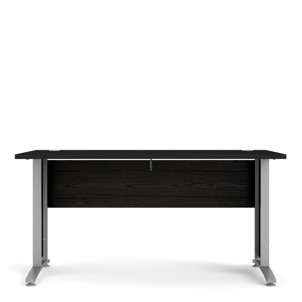 Prima Desk 150 cm in Black woodgrain with Silver grey steel legs - TidySpaces