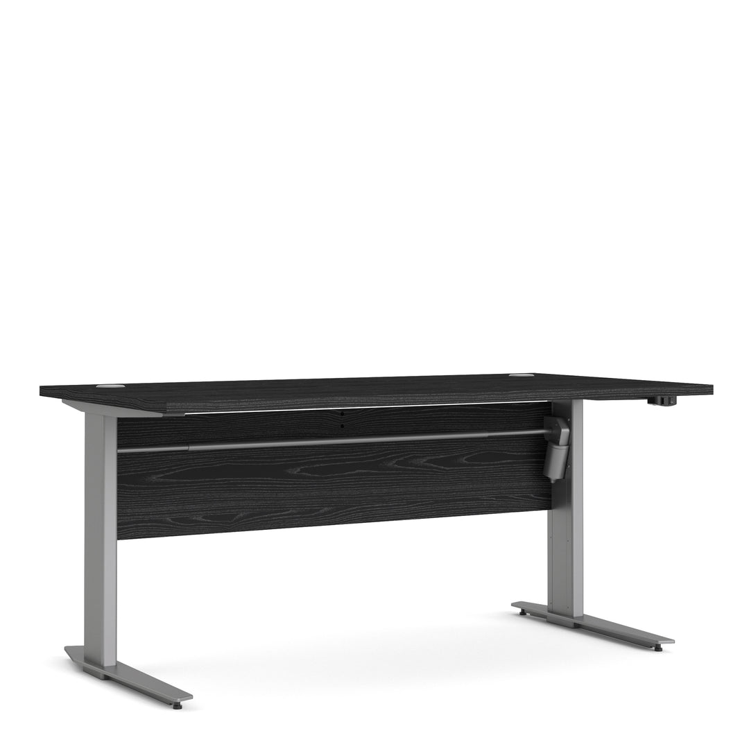 Prima Desk 150 cm in Black woodgrain with Height adjustable legs with electric control in Silver grey steel - TidySpaces