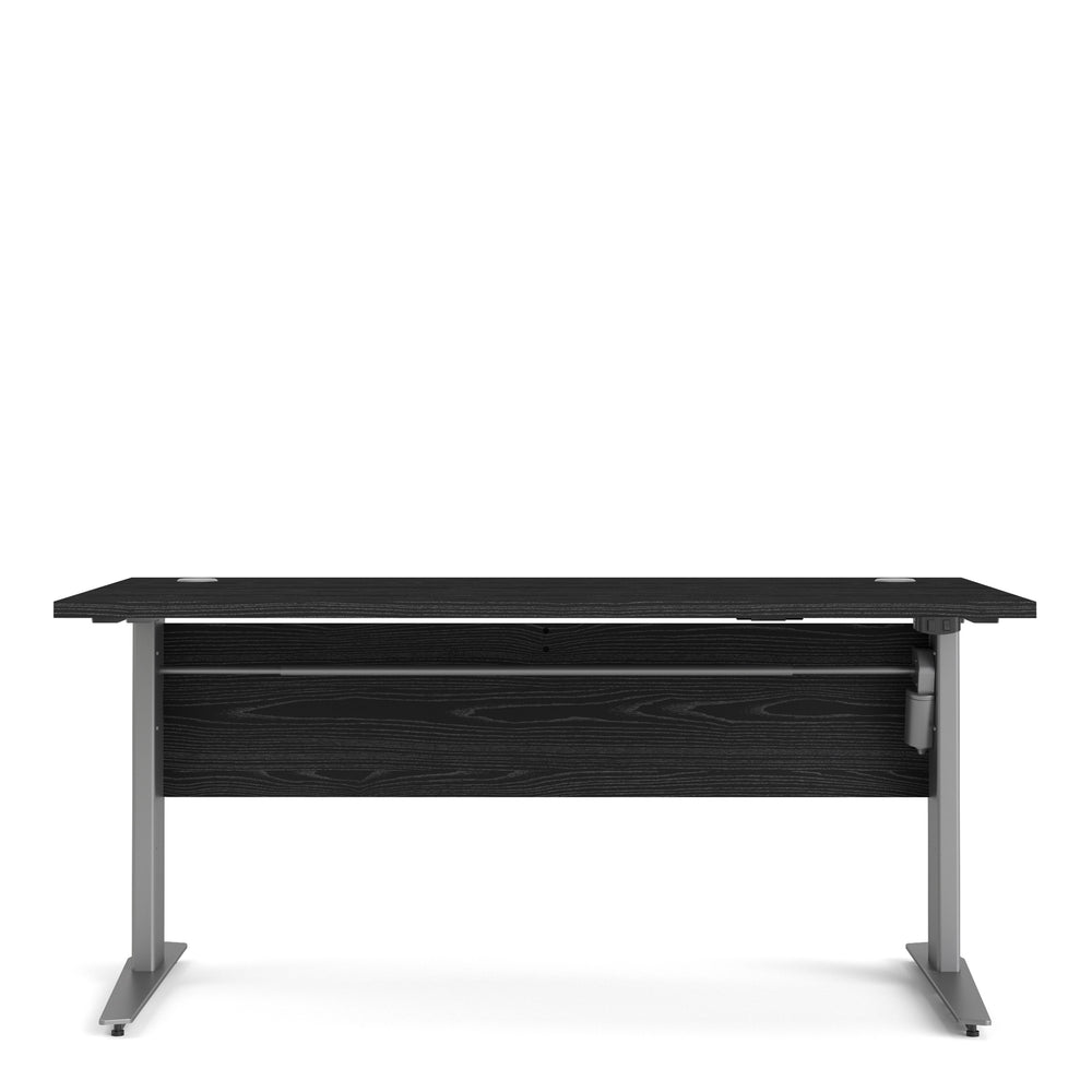Prima Desk 150 cm in Black woodgrain with Height adjustable legs with electric control in Silver grey steel - TidySpaces