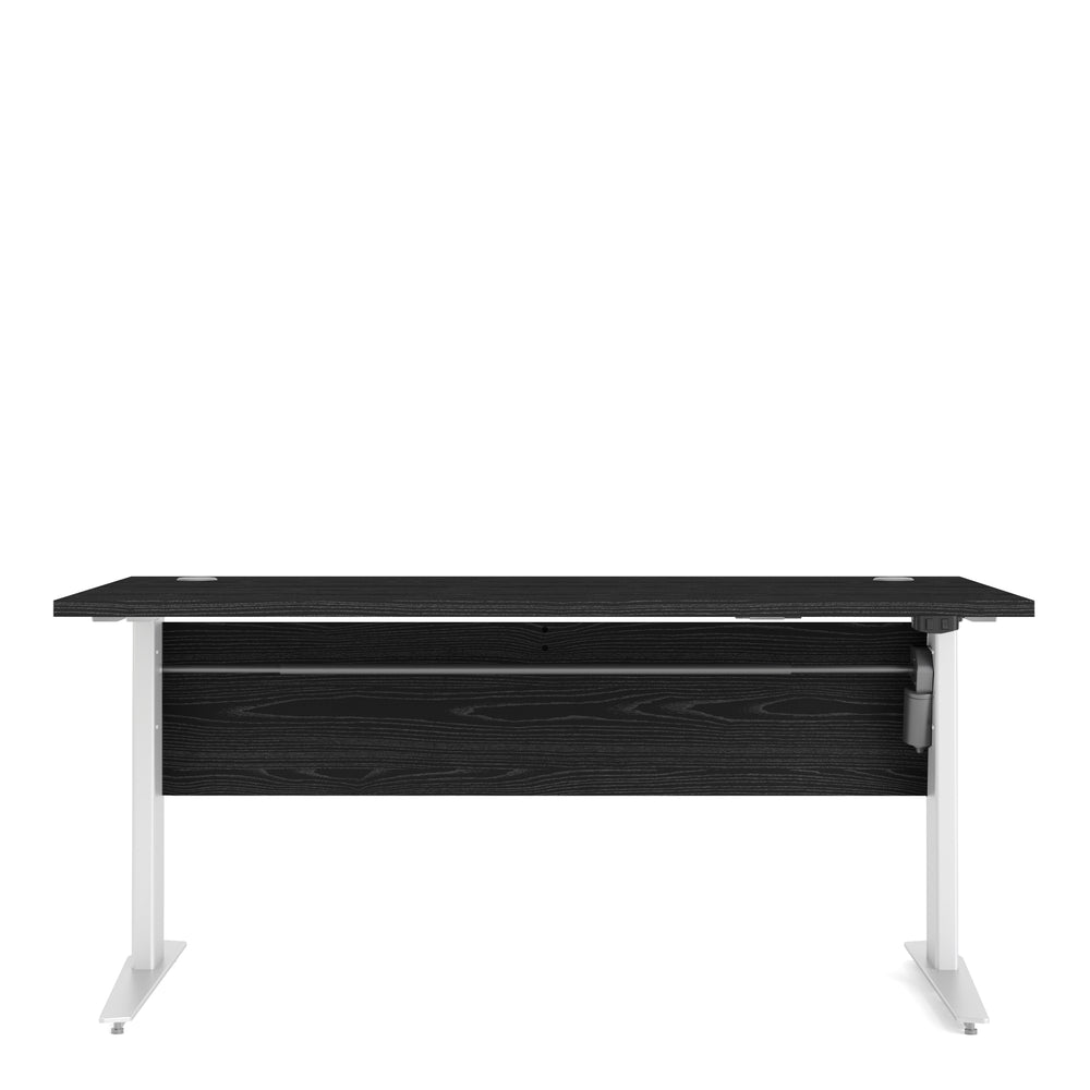 Prima Desk 150 cm in Black woodgrain with Height adjustable legs with electric control in White - TidySpaces