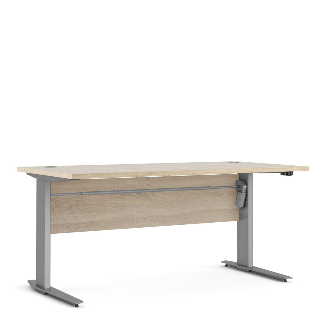 Prima Desk 150 cm in Oak with Height adjustable legs with electric control in Silver grey steel - TidySpaces
