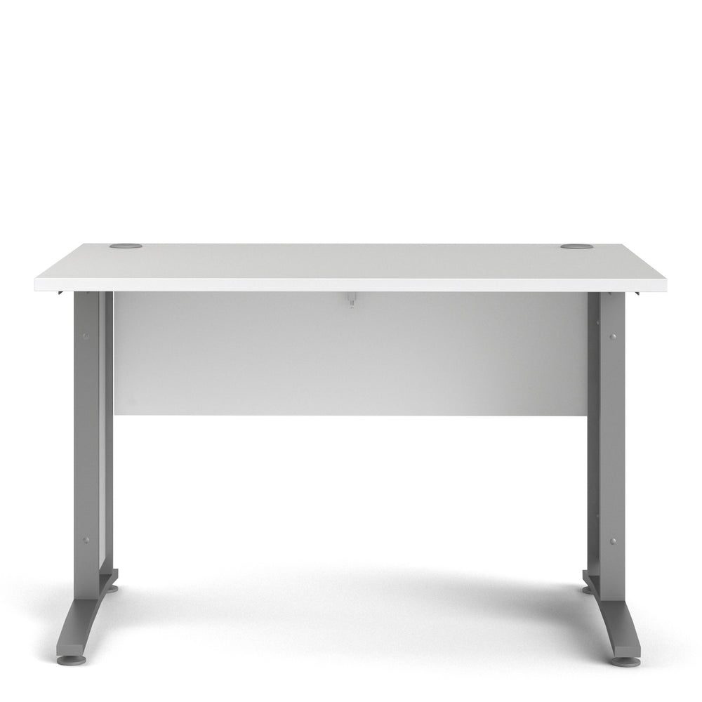 Prima Desk 120 cm in White with Silver grey steel legs - TidySpaces
