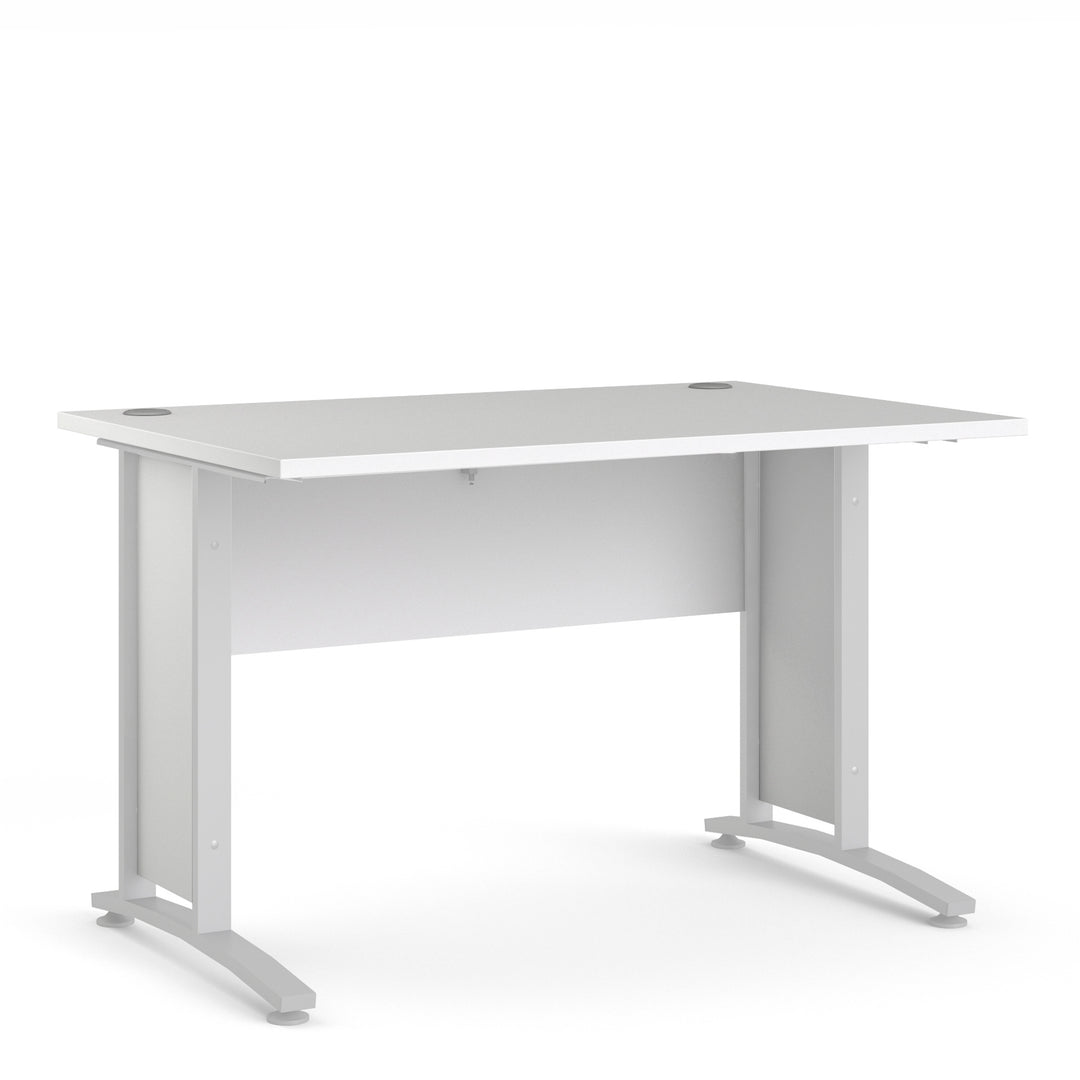 Prima Desk 120 cm in White with White legs - TidySpaces