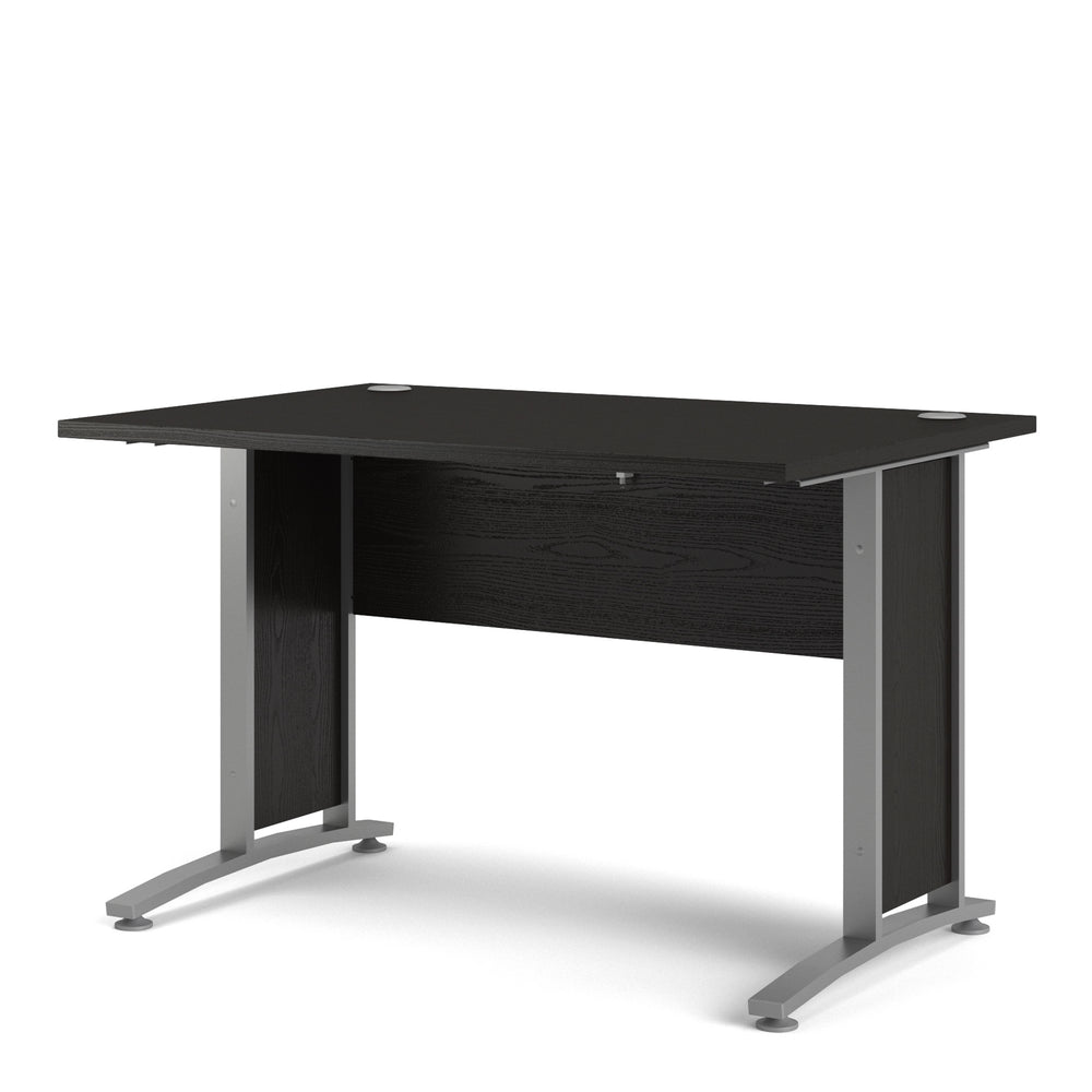 Prima Desk 120 cm in Black woodgrain with Silver grey steel legs - TidySpaces