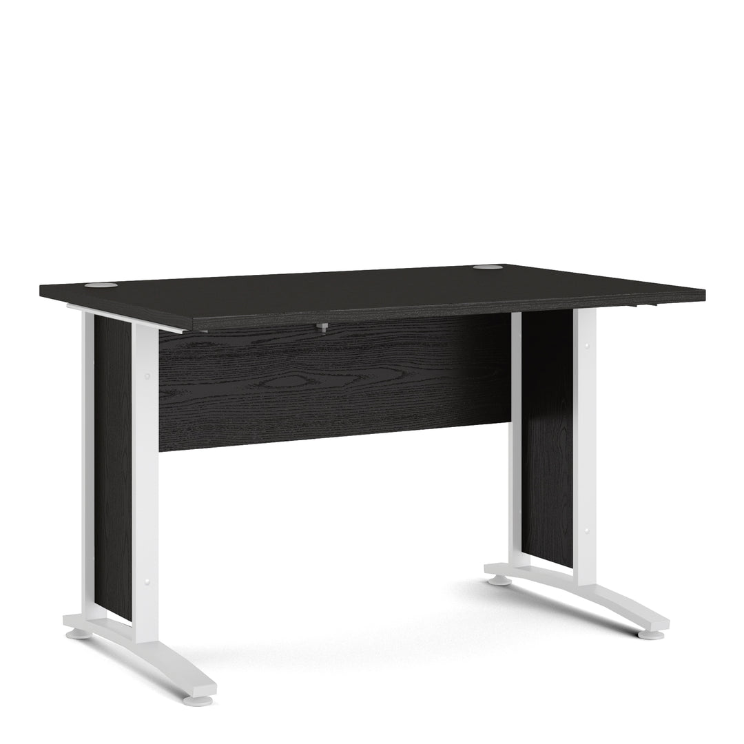 Prima Desk 120 cm in Black woodgrain with White legs - TidySpaces