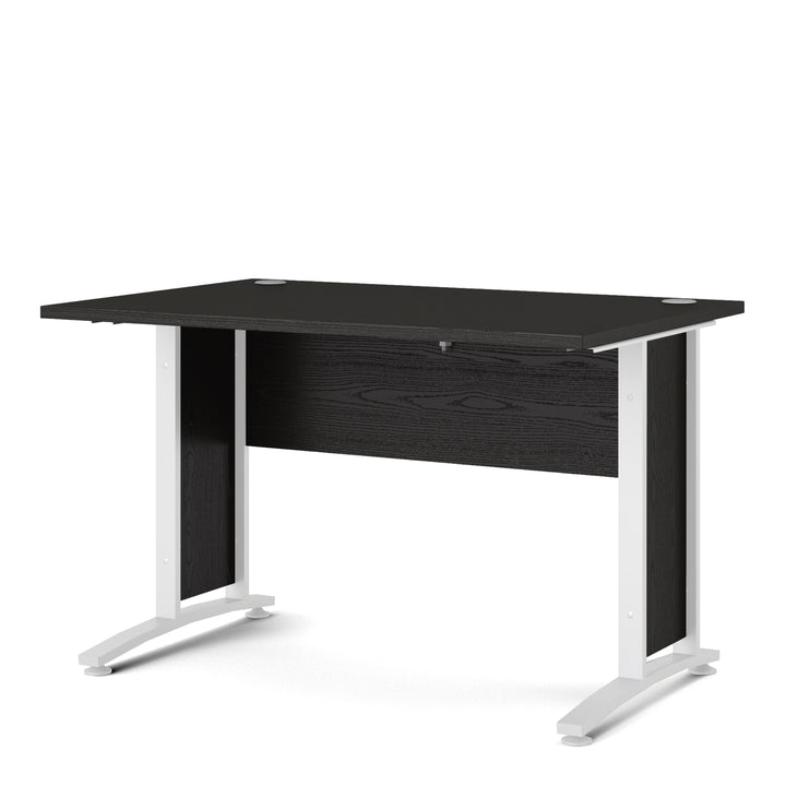 Prima Desk 120 cm in Black woodgrain with White legs - TidySpaces