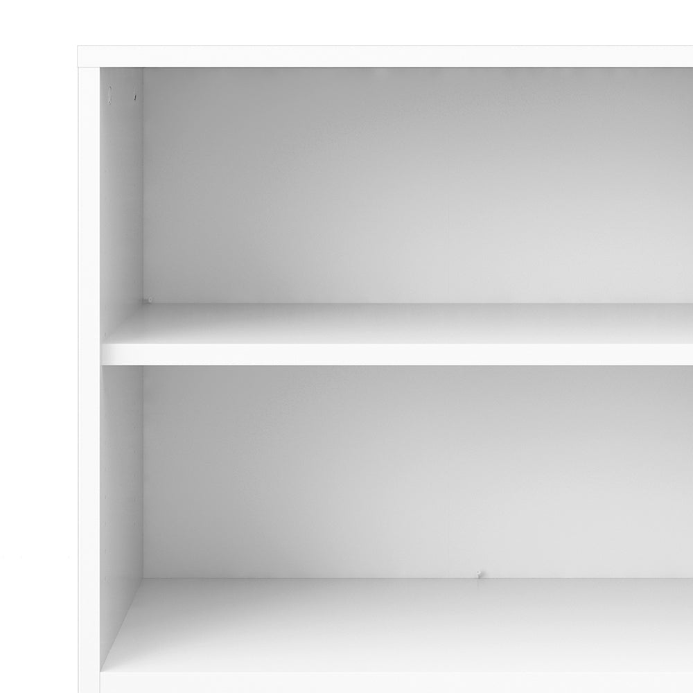 Prima Bookcase 2 Shelves With 2 Drawers And 2 Doors In White - TidySpaces