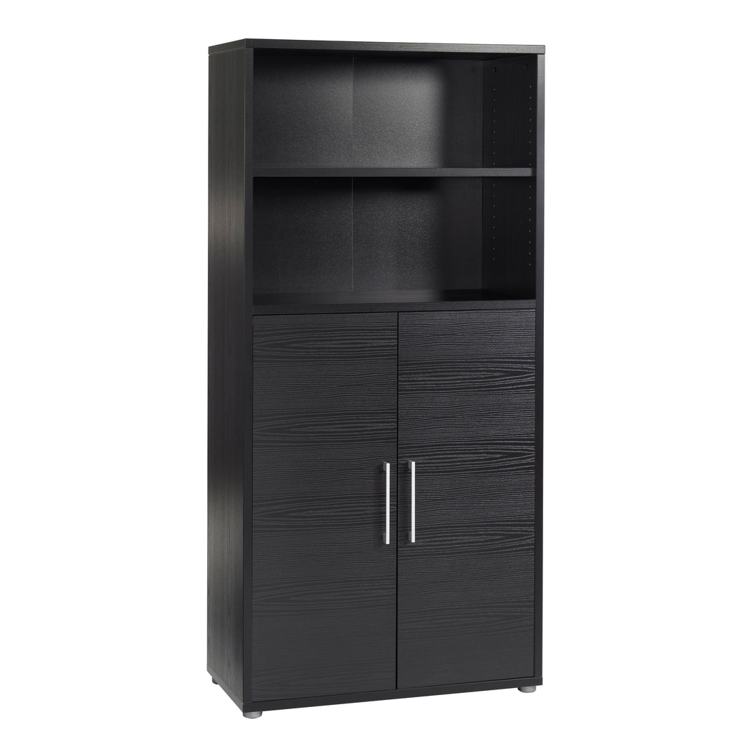 Prima Bookcase 3 Shelves with 2 Doors in Black woodgrain - TidySpaces