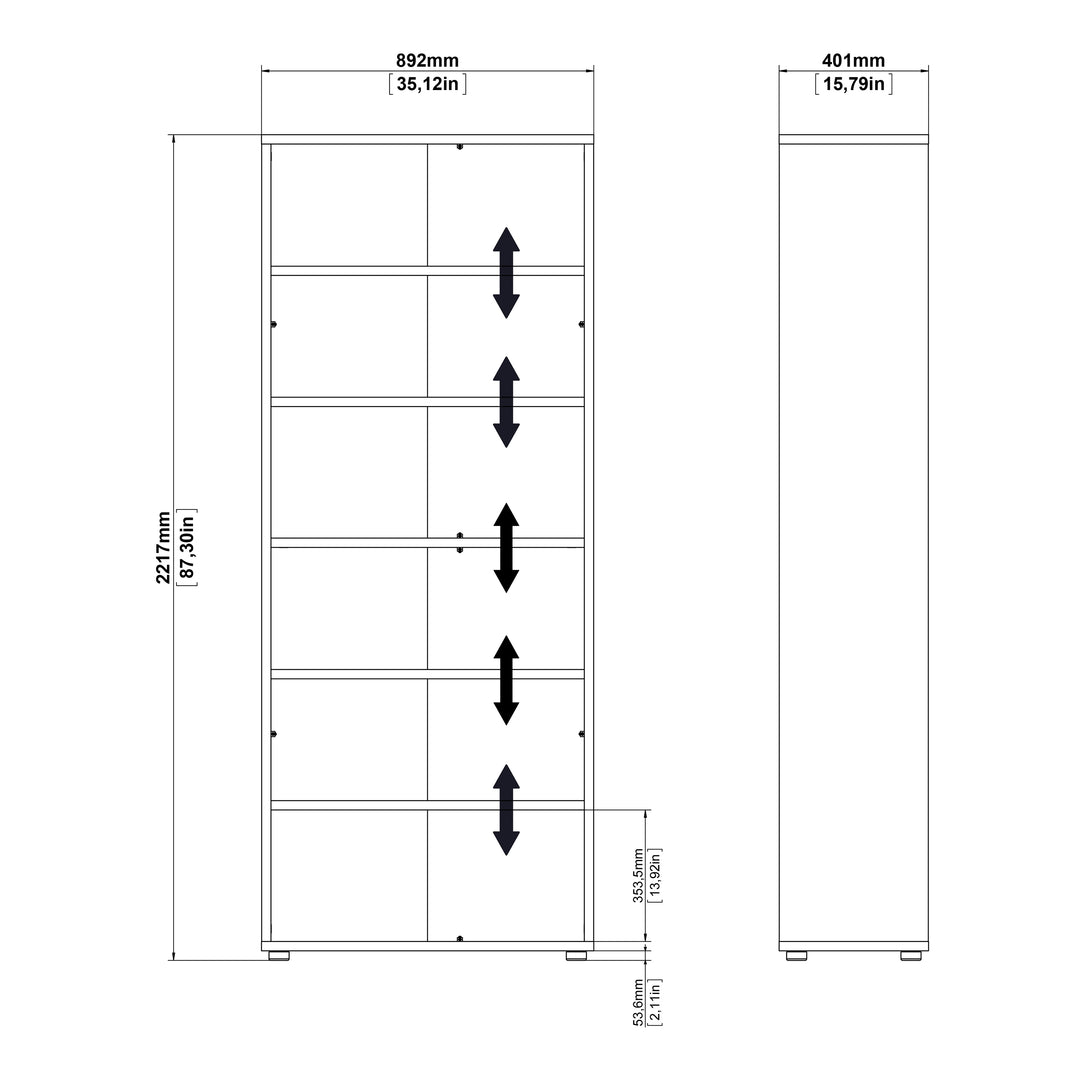 Prima Bookcase 3 Shelves With 2 Drawers And 2 Doors In White - TidySpaces