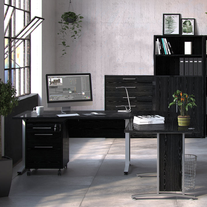 Prima Office Storage With 2 Drawers + 2 File Drawers In Black Woodgrain - TidySpaces