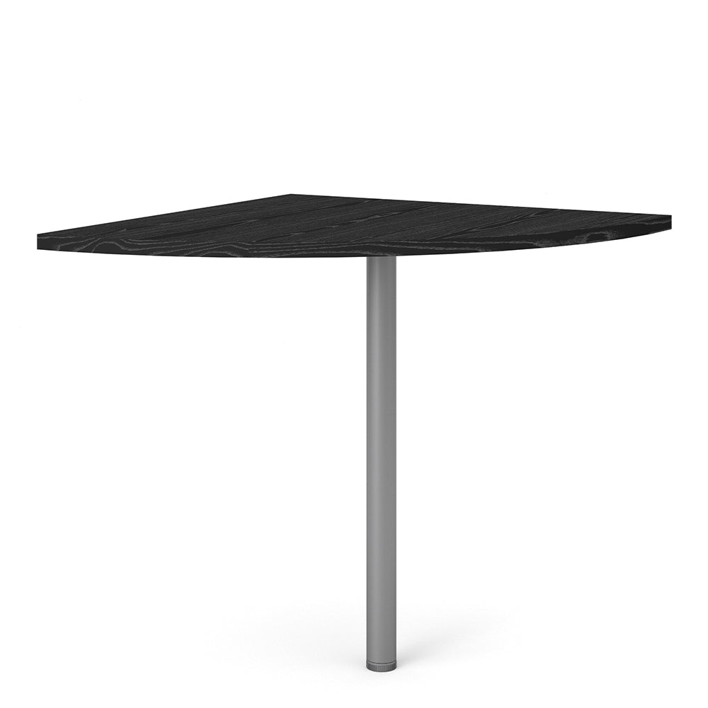 Prima Corner desk top in Black woodgrain with Silver grey steel legs - TidySpaces