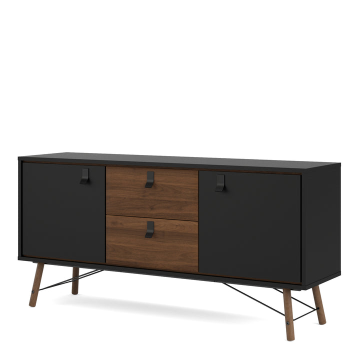 Ry Sideboard 2 doors + 2 drawers Matt Black Walnut - TidySpaces