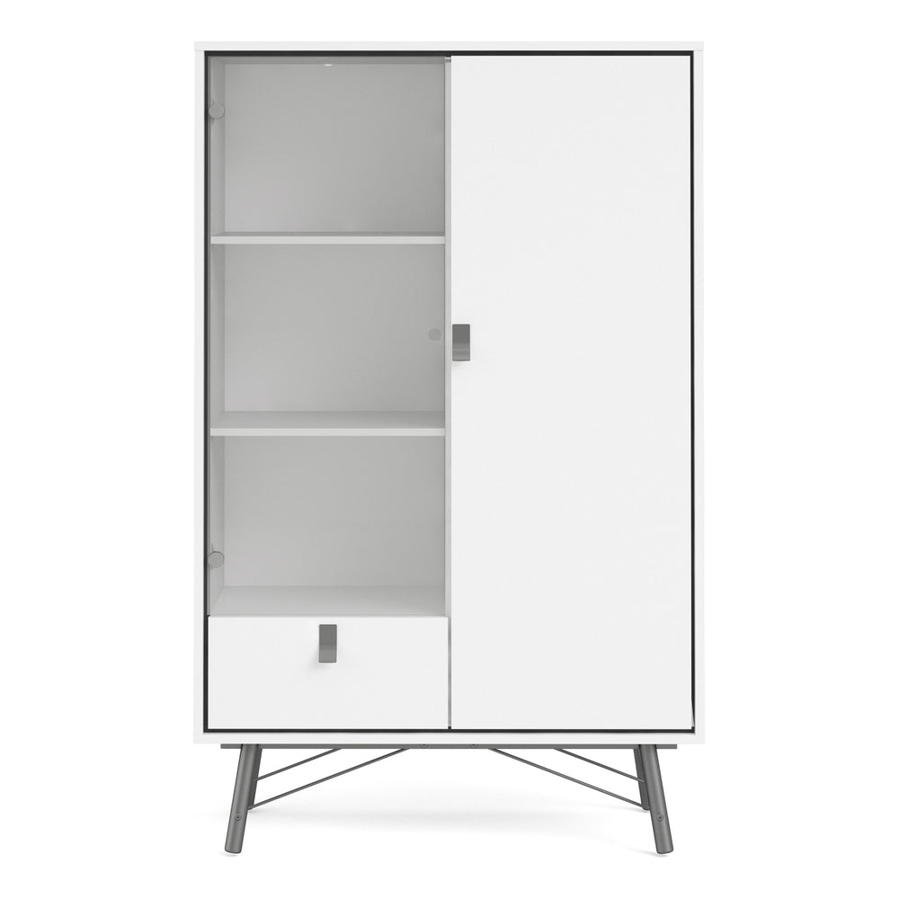 Ry China cabinet 1 door + 1 glass door + 1 drawer Matt White - TidySpaces