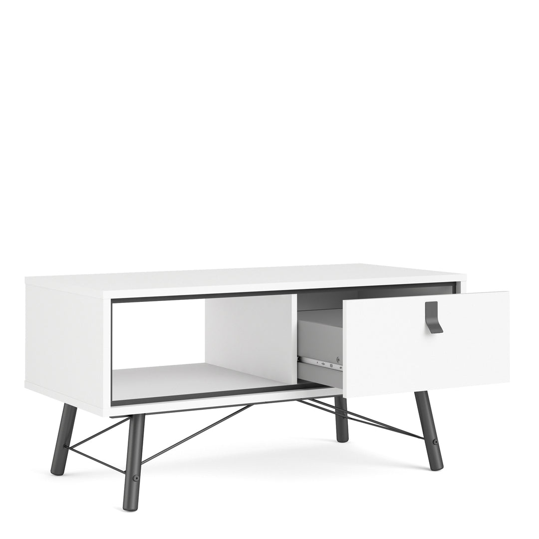 Ry Coffee table with 1 drawer Matt White - TidySpaces