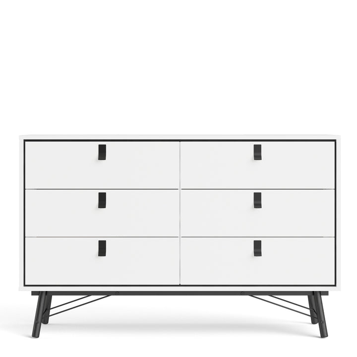 Ry Wide double chest of drawers 6 drawers in Matt White - TidySpaces