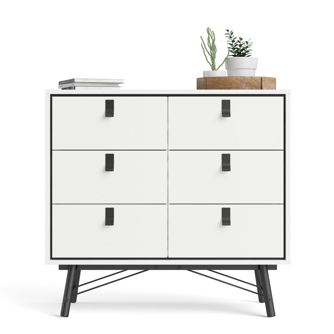 Ry Double chest of drawers 6 drawers in Matt White - TidySpaces