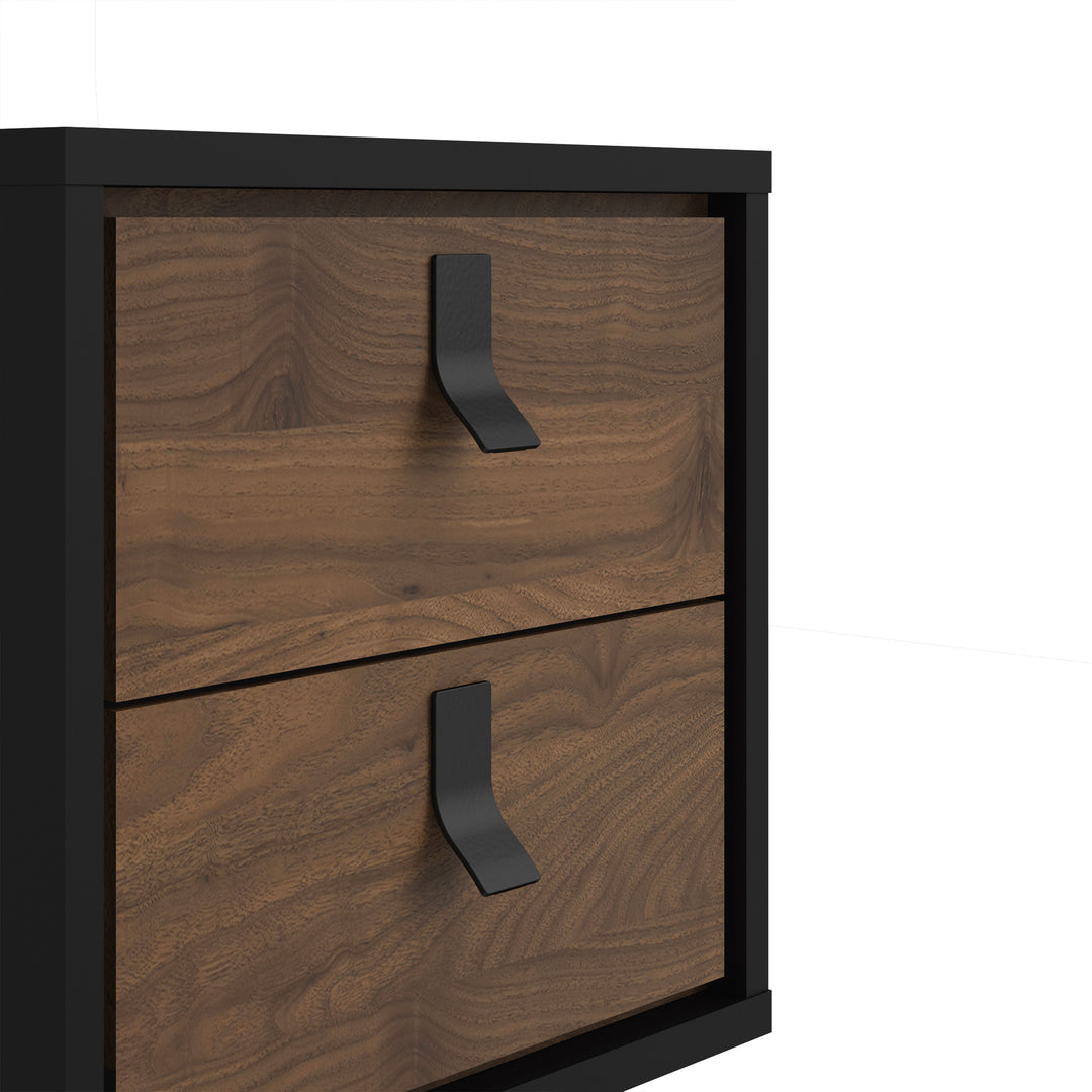 Ry Bedside cabinet 2 drawer in Matt Black Walnut - TidySpaces