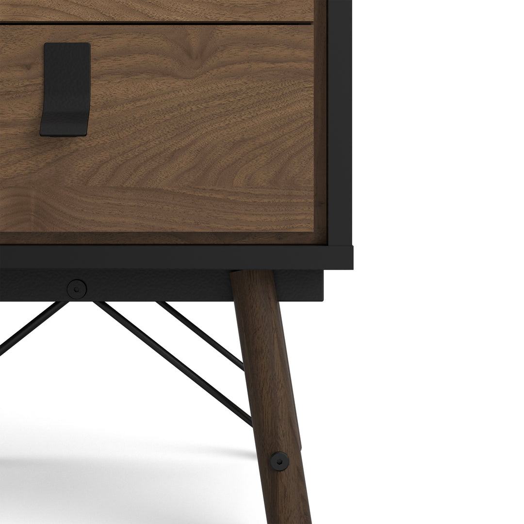 Ry Bedside cabinet 2 drawer in Matt Black Walnut - TidySpaces