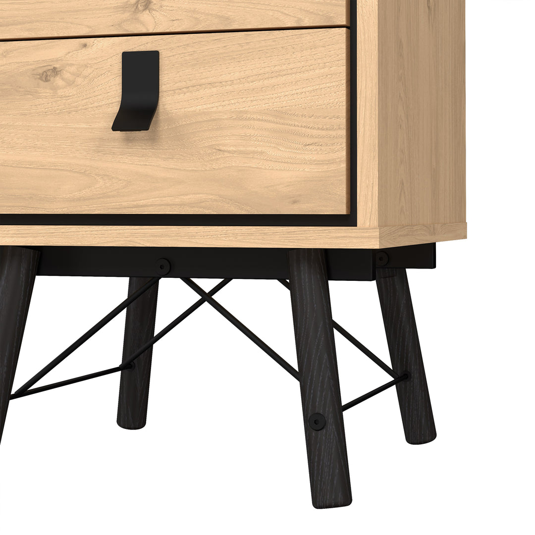Ry Bedside Cabinet 2 Drawer in Jackson Hickory Oak - TidySpaces