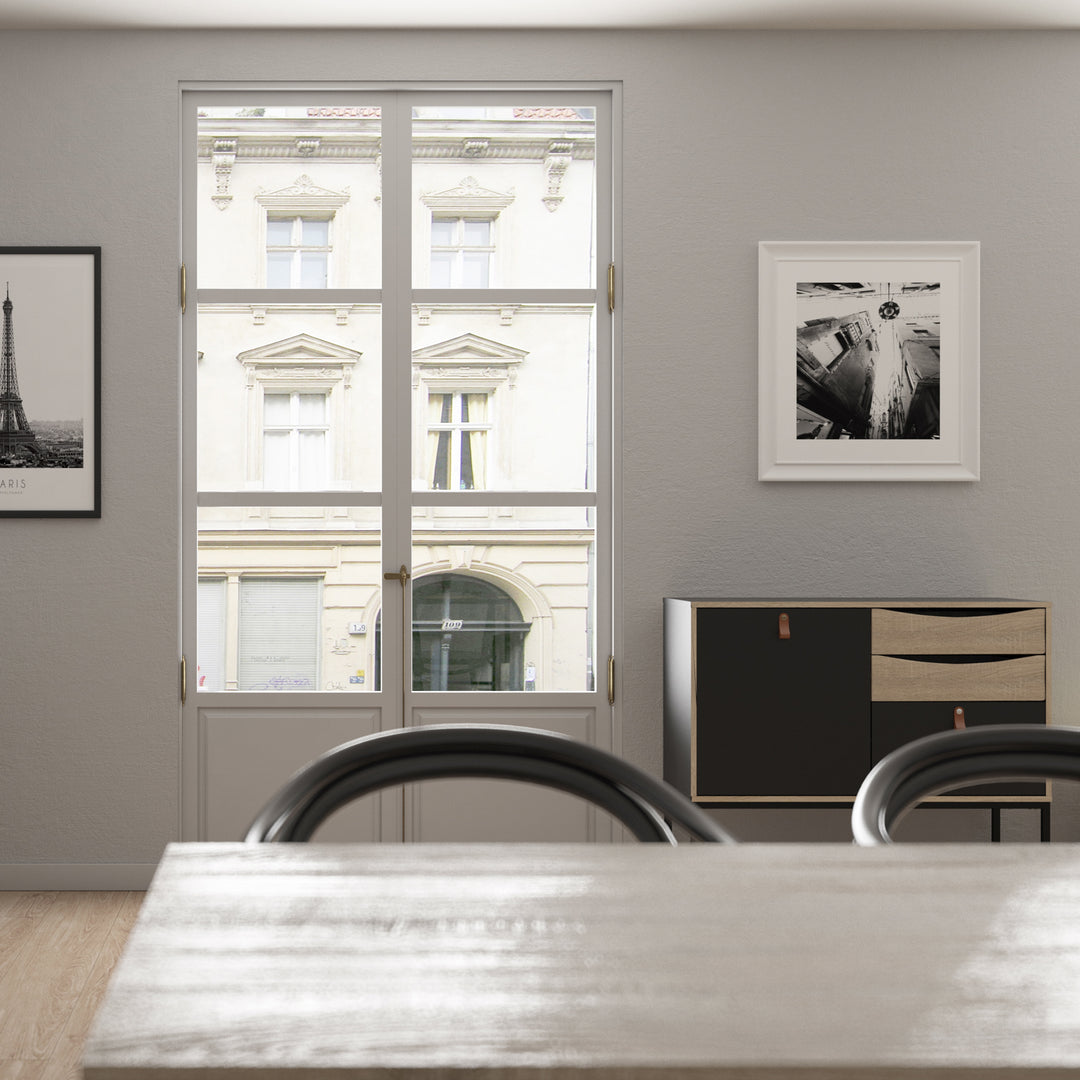 Stubbe Sideboard with 1 door + 3 drawers in Matt Black Oak - TidySpaces