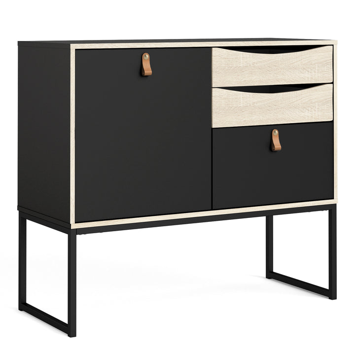 Stubbe Sideboard with 1 door + 3 drawers in Matt Black Oak - TidySpaces