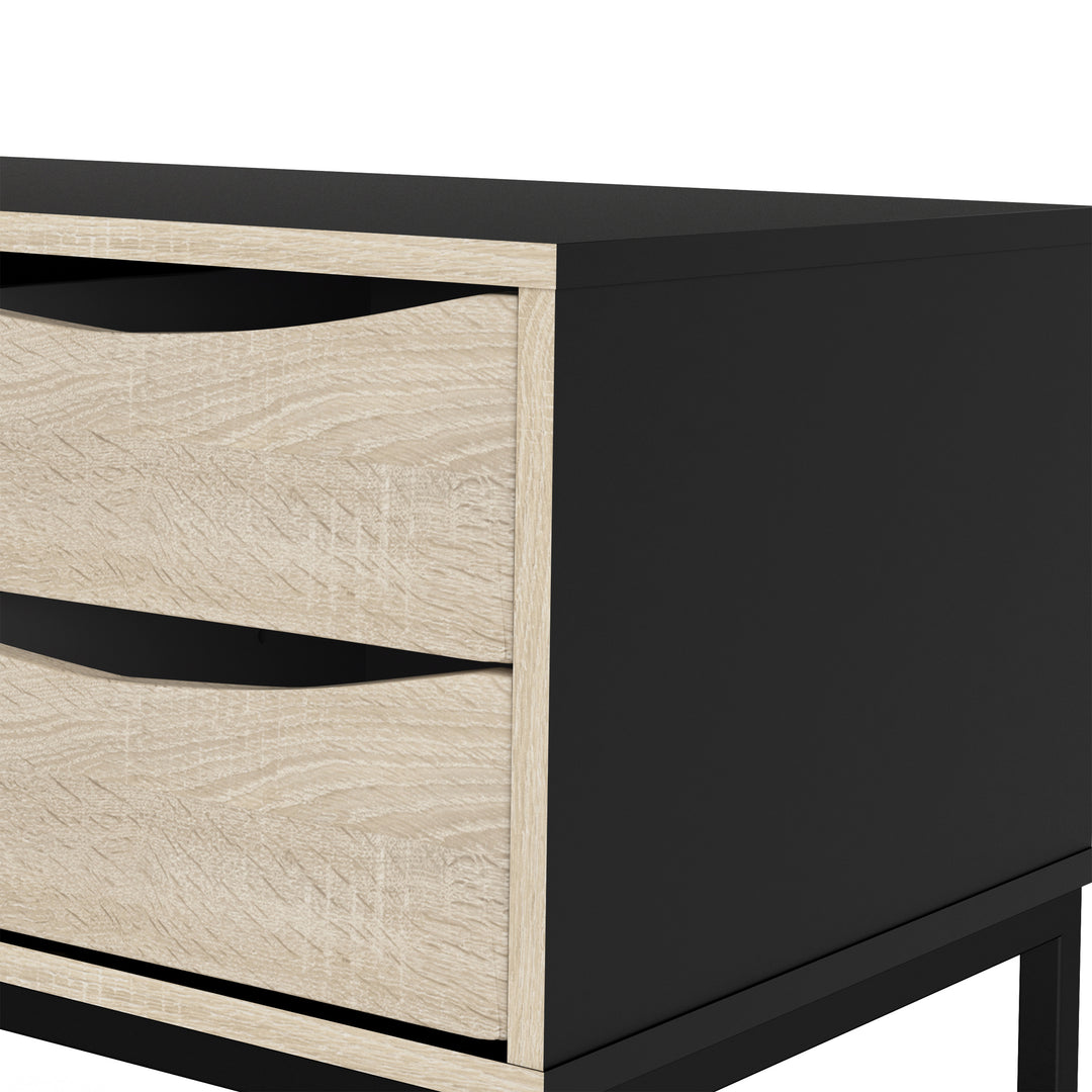 Stubbe TV Unit 1+2 drawers and open shelf in Matt Black Oak - TidySpaces