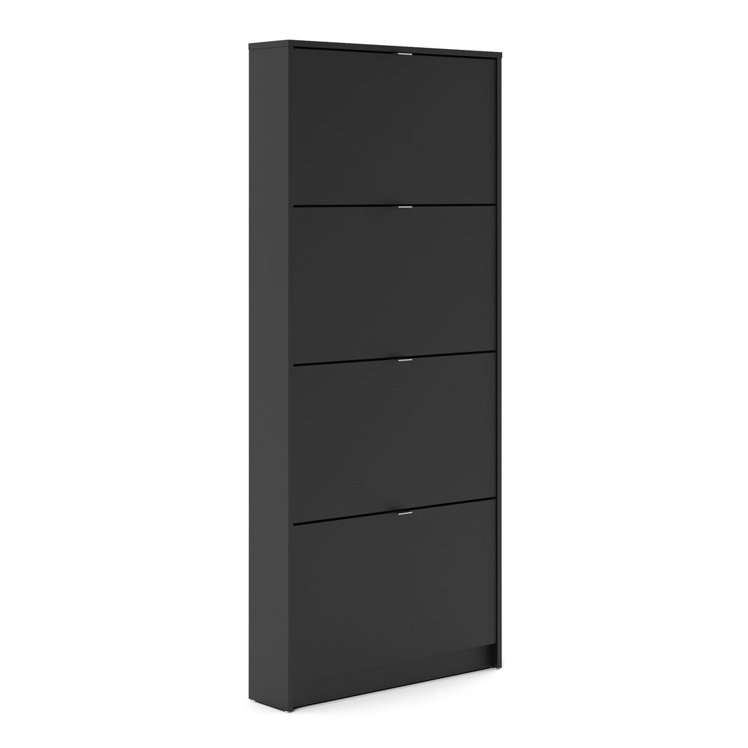 Shoes Shoe cabinet w. 4 tilting doors and 1 layer in Matt Black - TidySpaces