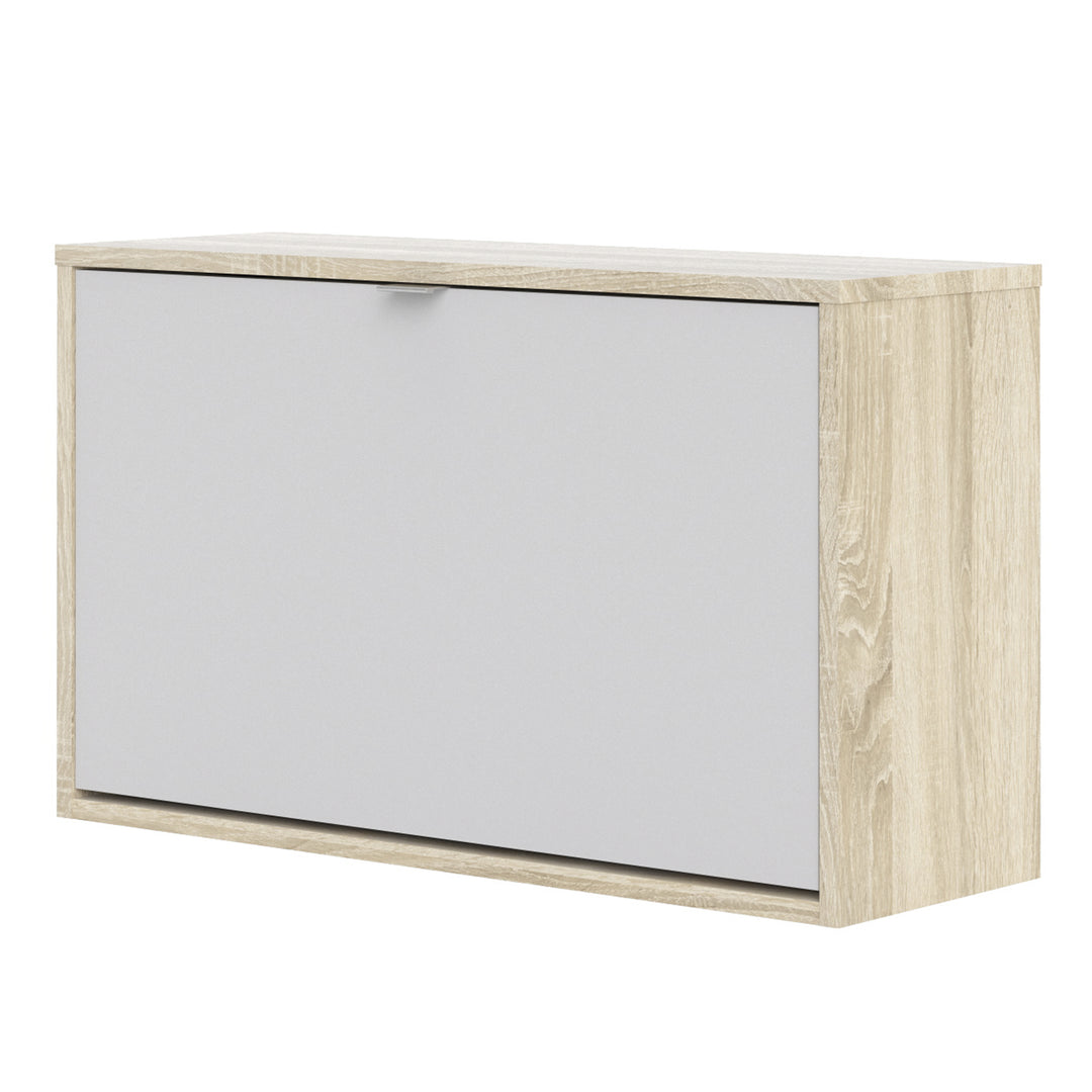 Shoes Shoe cabinet w. 1 tilting door and 2 layers Oak structure White - TidySpaces