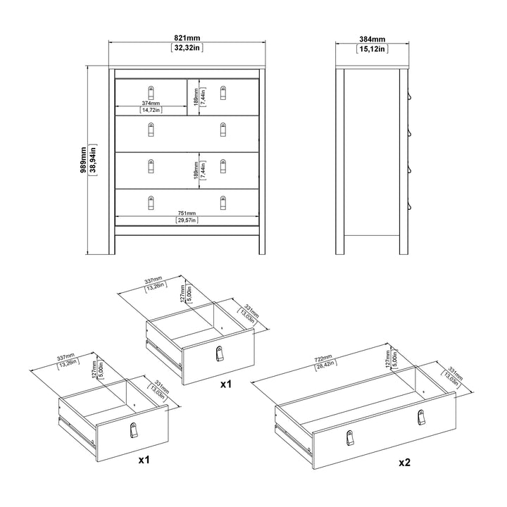 Barcelona Chest 3+2 drawers in White - TidySpaces