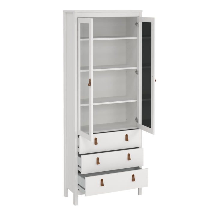 Barcelona China cabinet 2 doors w/glass + 3 drawers in White - TidySpaces