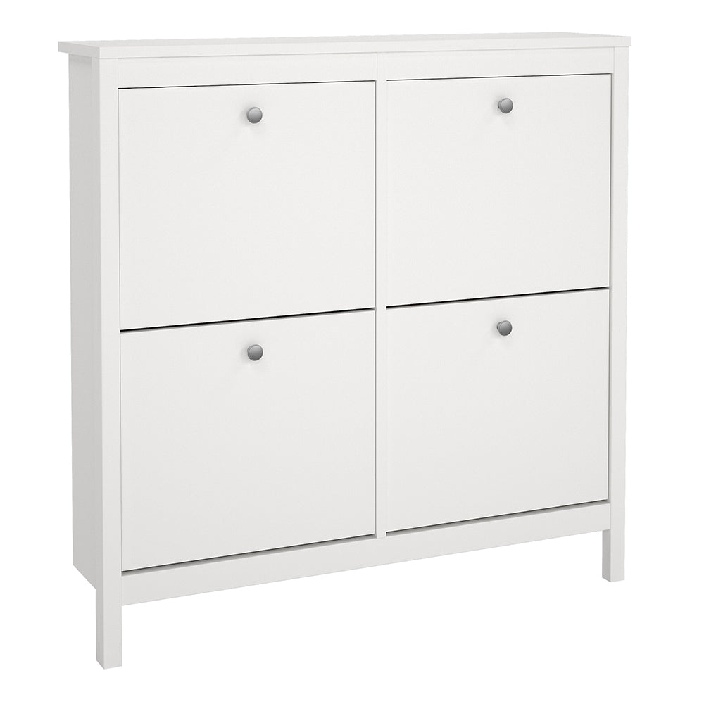 Madrid Shoe cabinet 4 Compartments in White - TidySpaces