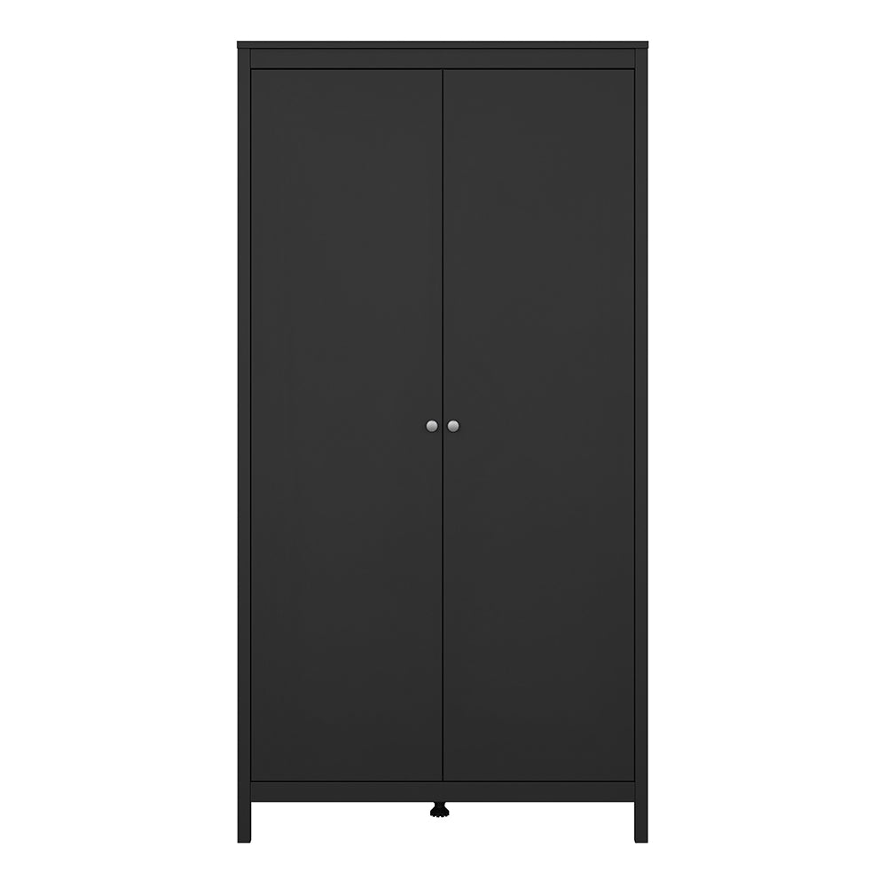 Madrid Wardrobe with 2 doors in Matt Black - TidySpaces