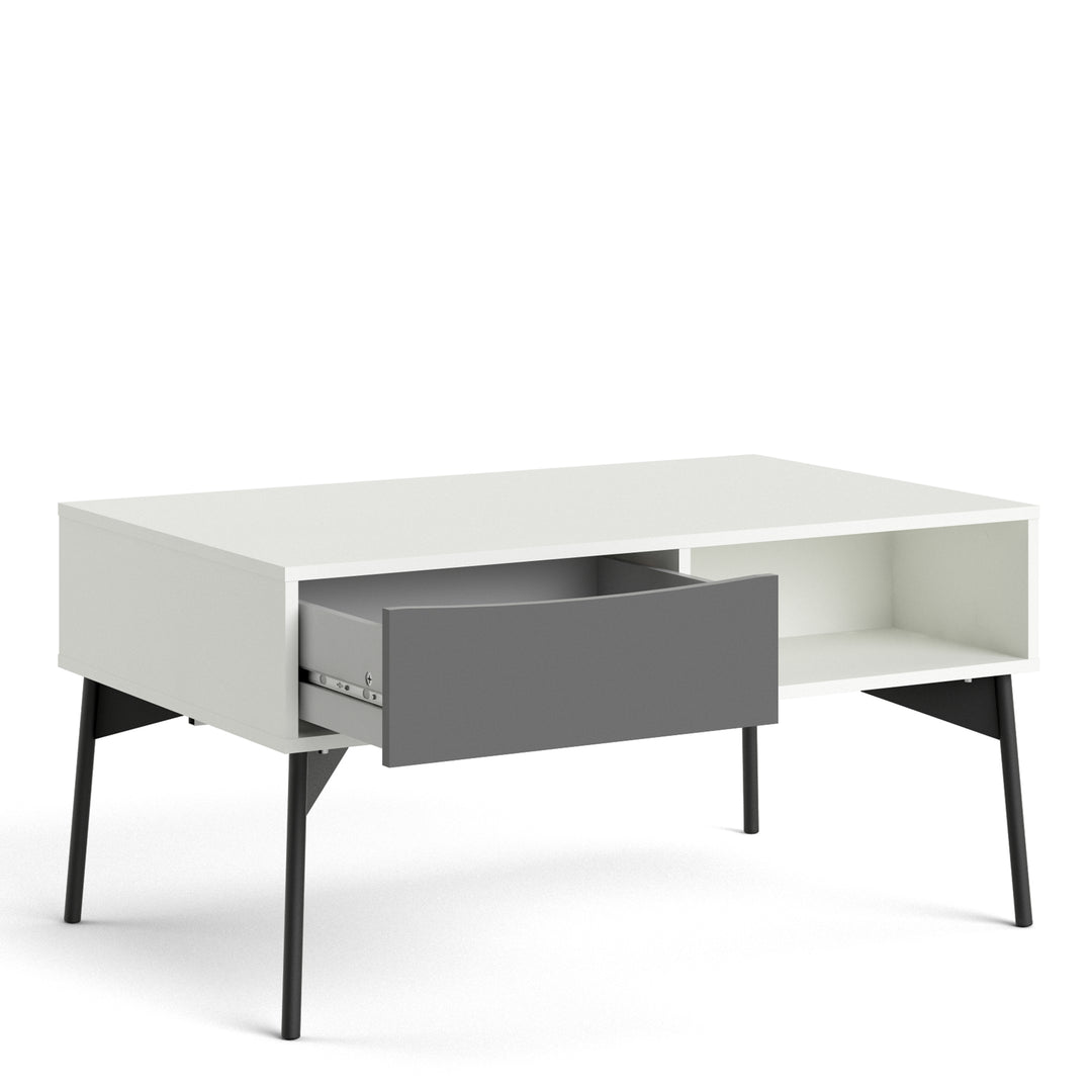 Fur Coffee table with 1 Drawer in Grey and White - TidySpaces