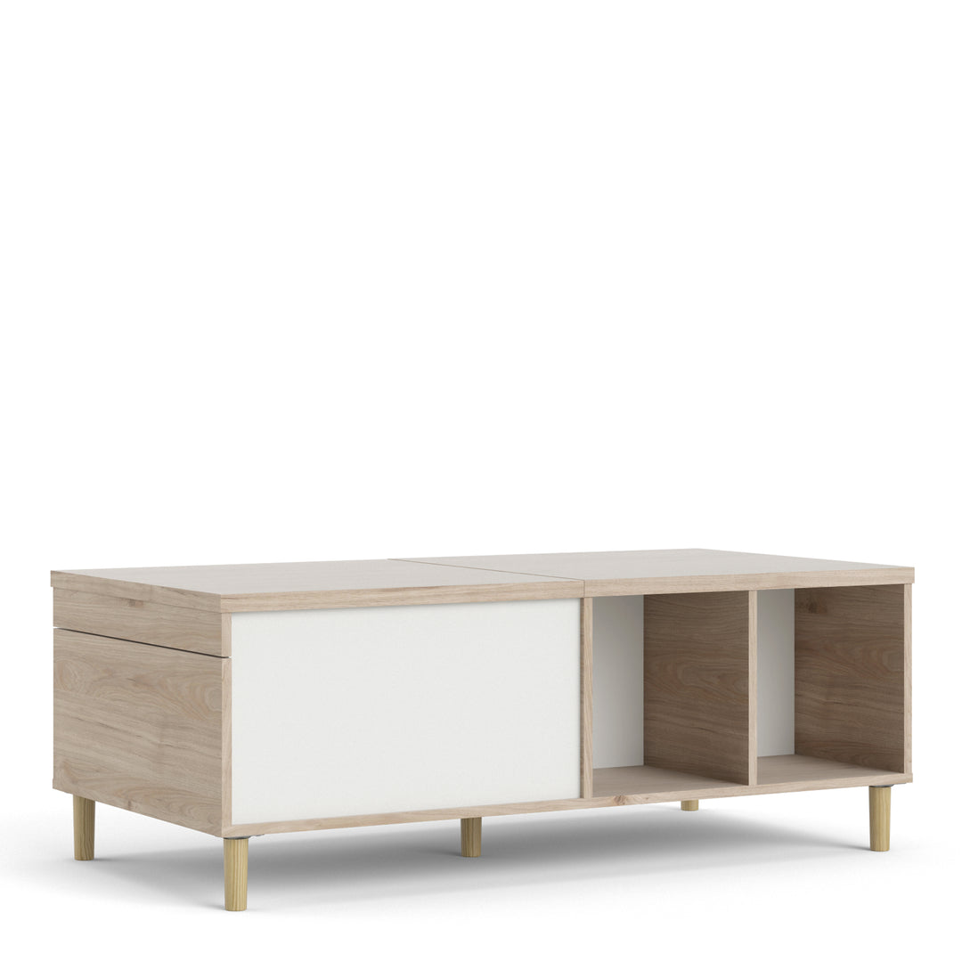 Rome Coffee Table with sliding top in Jackson Hickory Oak with Matt White - TidySpaces