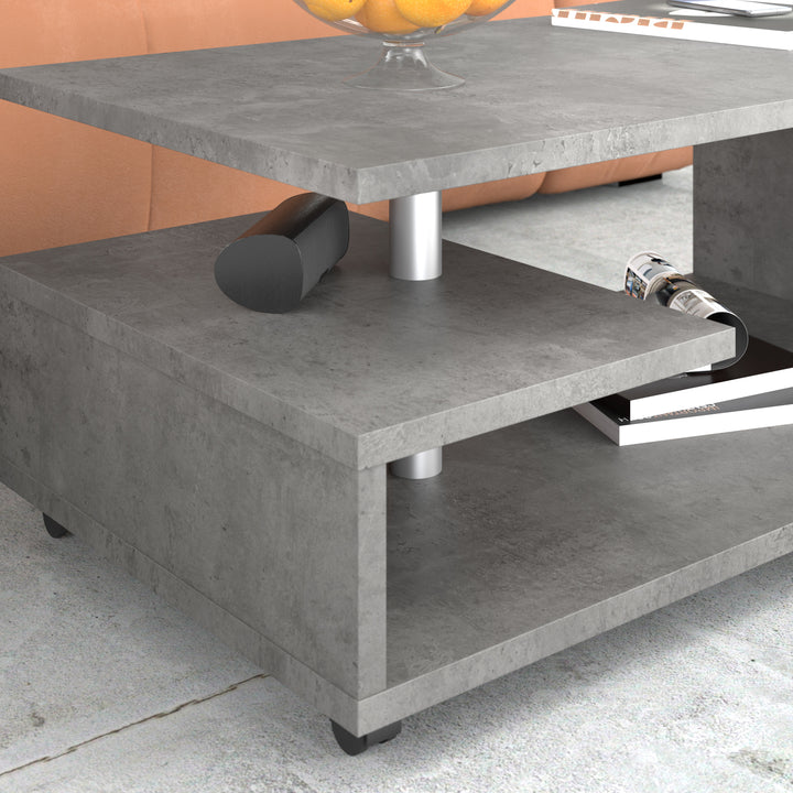 Bailey Coffee Table in Concrete Optic Dark Grey - TidySpaces