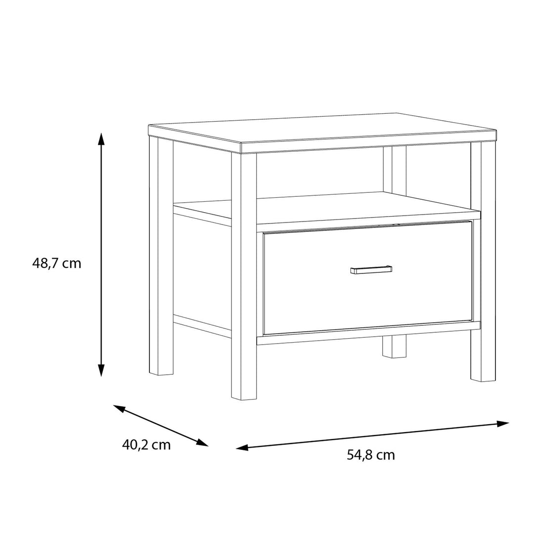 High Rock Bedside in Matt Black/Riviera Oak - TidySpaces