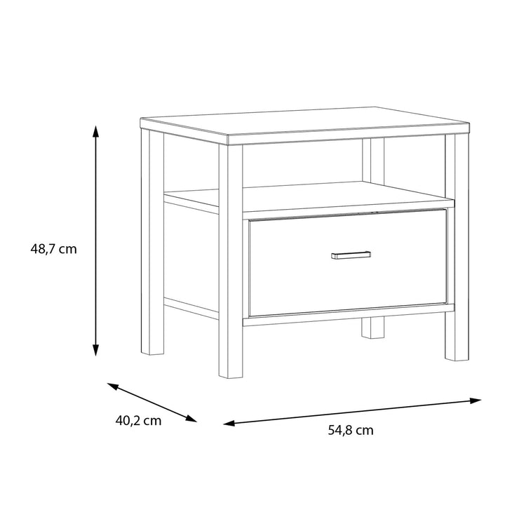 High Rock Bedside in Matt Black/Riviera Oak - TidySpaces