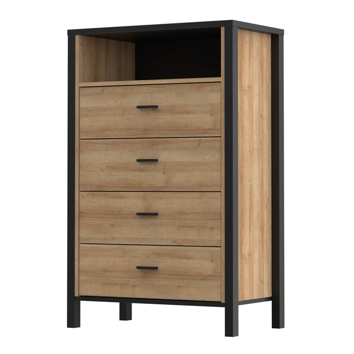 High Rock Chest of Drawers in Matt Black/Riviera Oak - TidySpaces