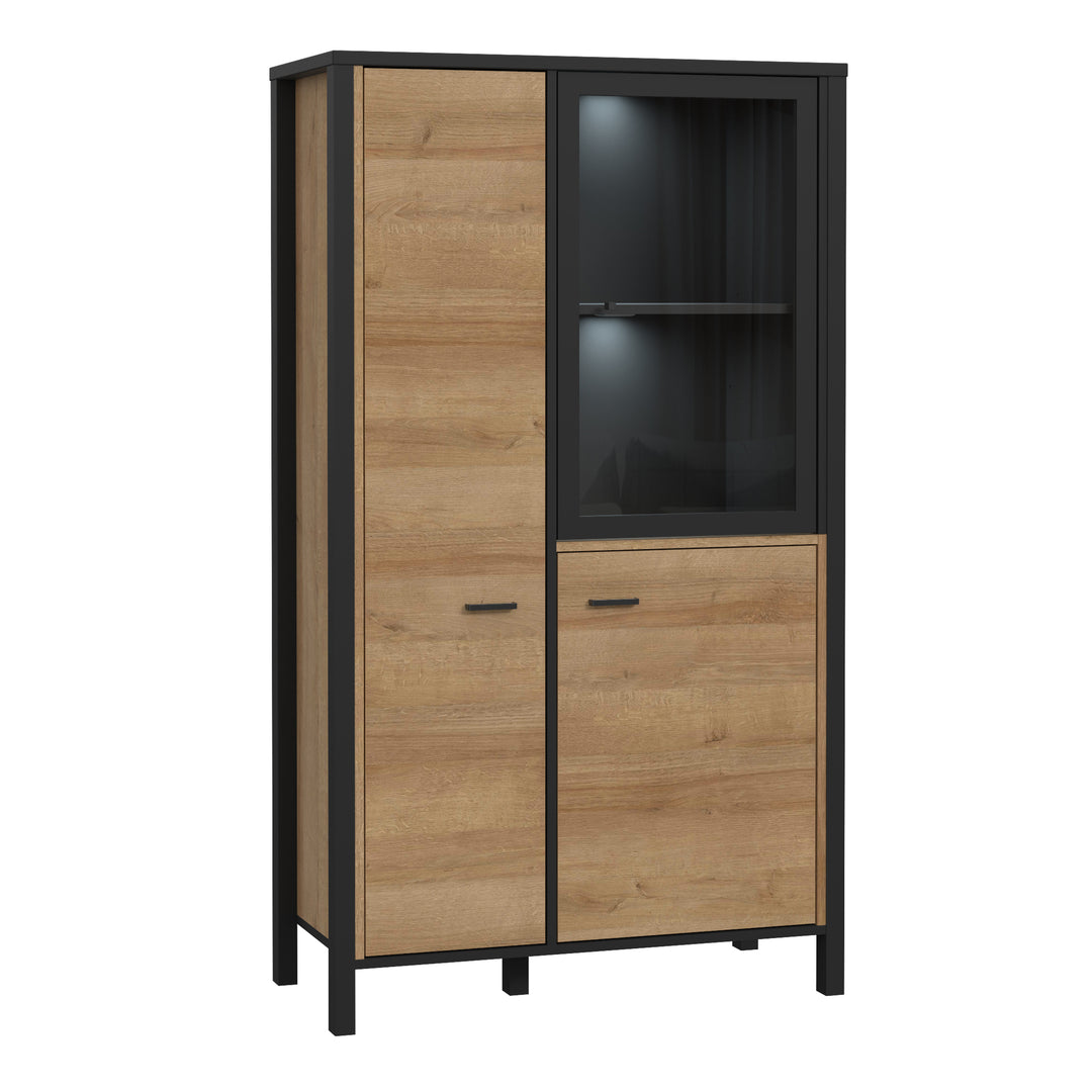 High Rock Small Display Cabinet in Matt Black/Riviera Oak - TidySpaces