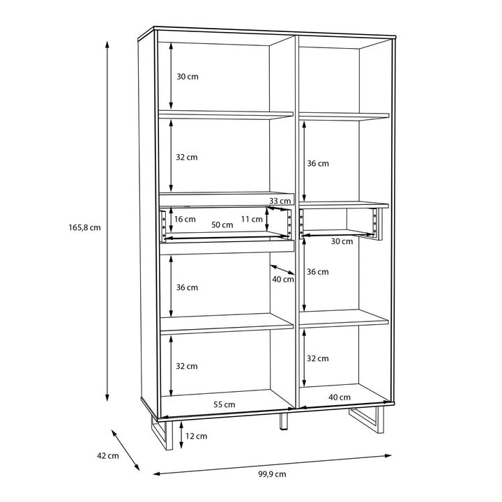Nikomedes Display Cabinet in Spica Oak/Matt Black/Bartex Oak - TidySpaces