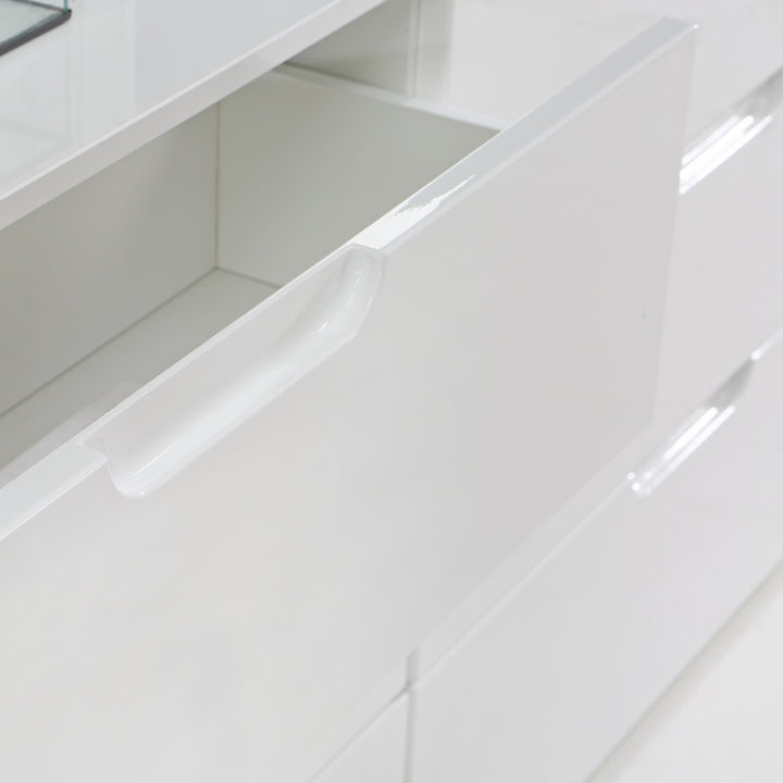Sienna Abstract Chest of in White/White High Gloss - TidySpaces
