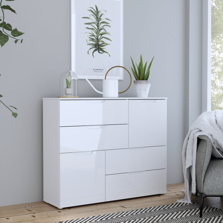 Sienna Abstract Chest of in White/White High Gloss - TidySpaces