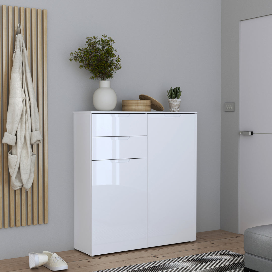 Sienna Chest of Drawers in White/White High Gloss - TidySpaces