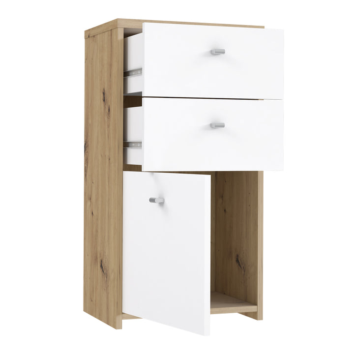 Best Chest Storage Cabinet 2 Drawers 1 Door in Artisan Oak/White - TidySpaces