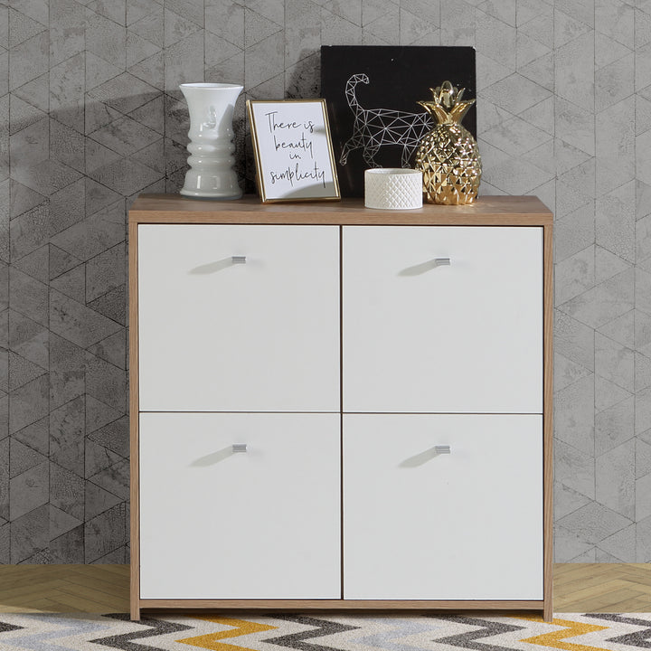 Best Chest Storage Cabinet with 4 Doors in Artisan Oak/White - TidySpaces