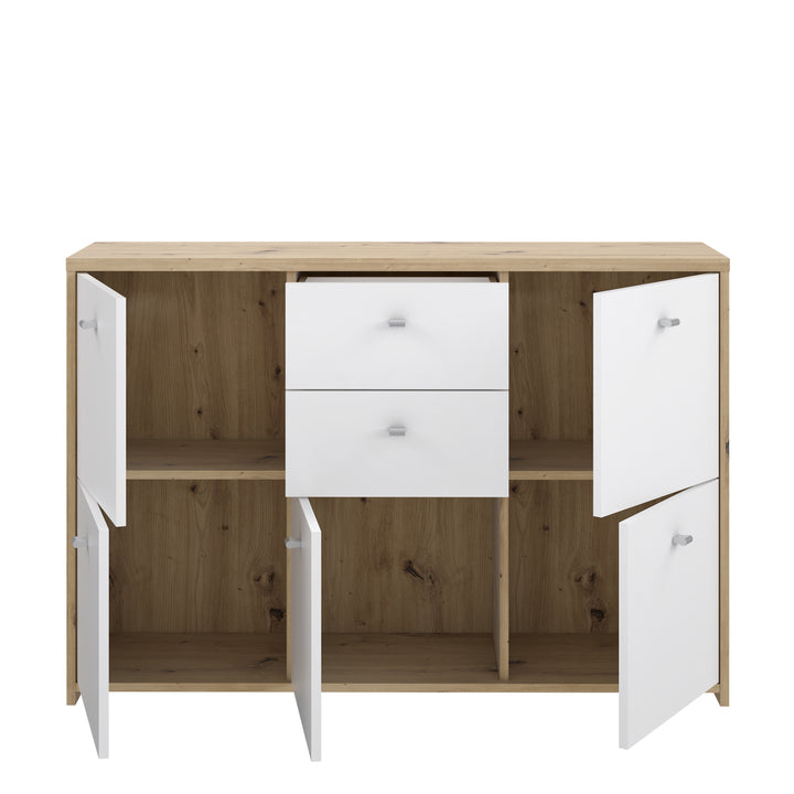 Best Chest Storage Cabinet with 2 Drawers and 5 Doors in Artisan Oak/White - TidySpaces