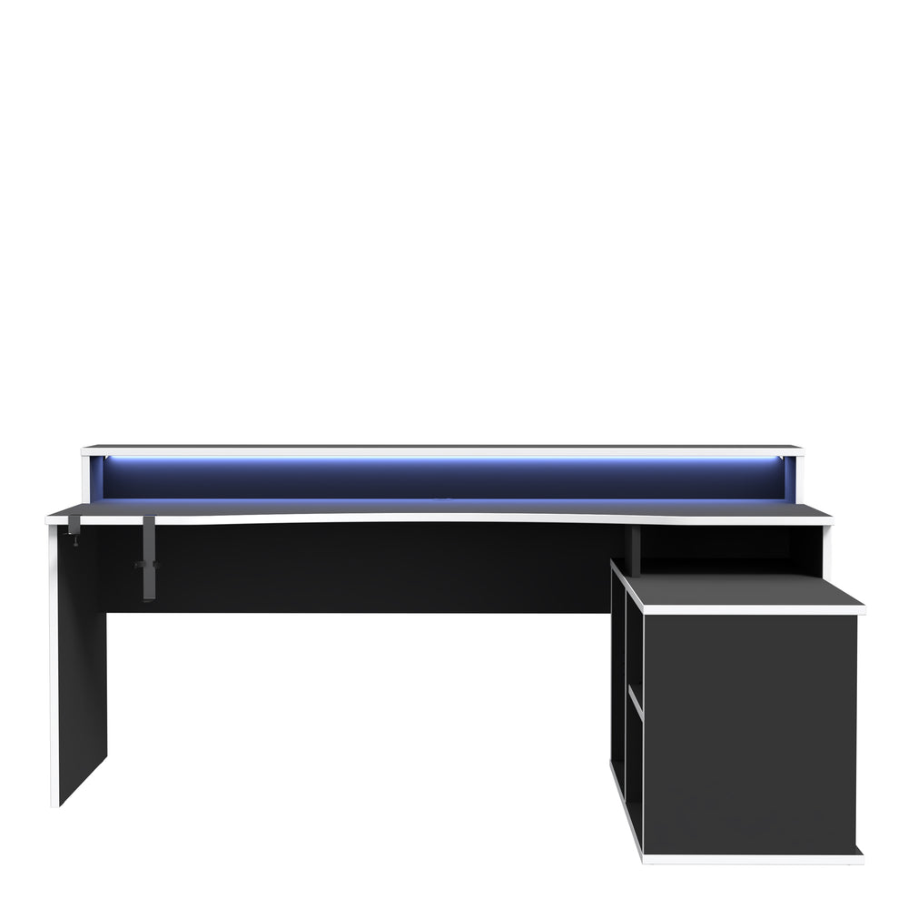Tezaur Gaming Desk with LED in Black/White - TidySpaces