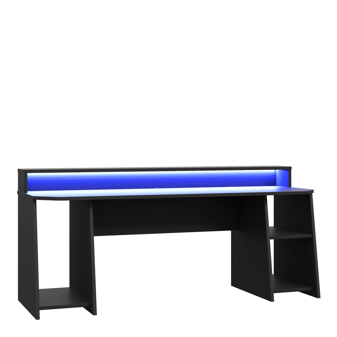 Tezaur Gaming Desk with Blue LED in Matt Black - TidySpaces