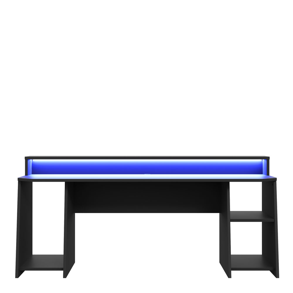 Tezaur Gaming Desk with Blue LED in Matt Black - TidySpaces