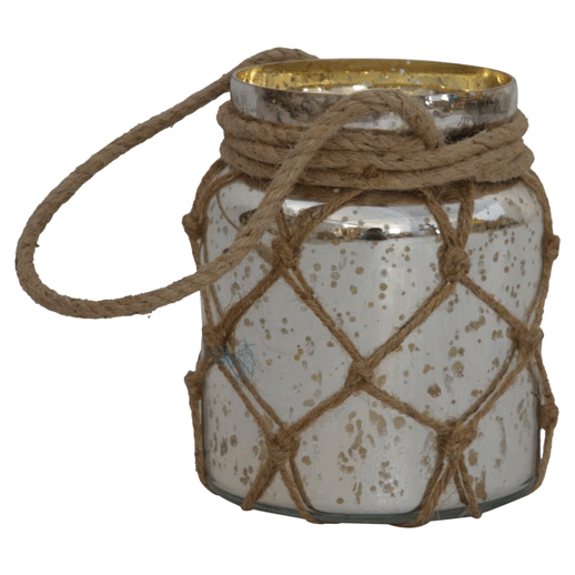 Glass Jar Lantern with Rope - TidySpaces